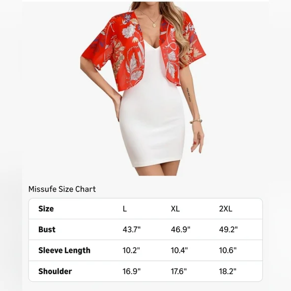 Brand New Red Floral Sheer Bolero Shrug - Picture 6 of 6